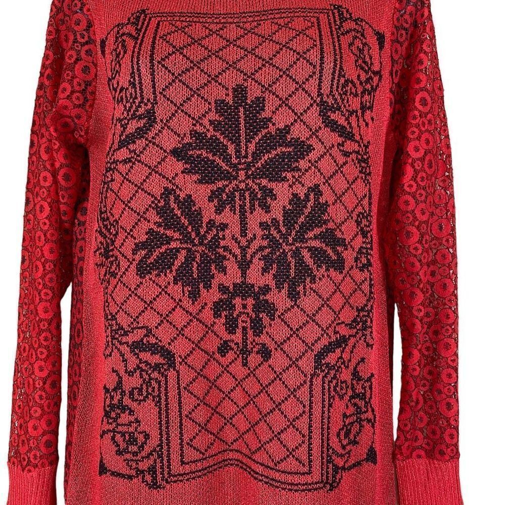 Women’s Long Sleeve Sheer Crewneck Blouse - Picture 2 of 9